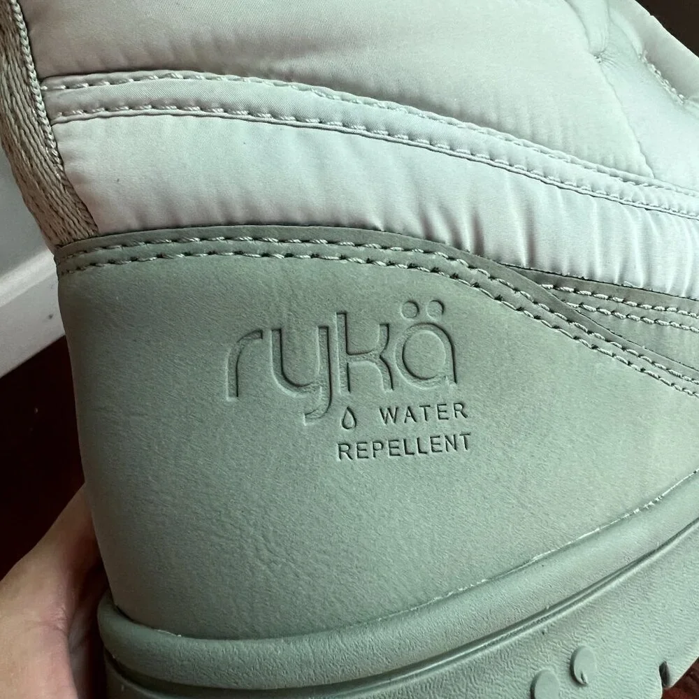 Ryka Womens Solace Lace-up Short Rain Boots Sz 11 WIDE in Abbey Green